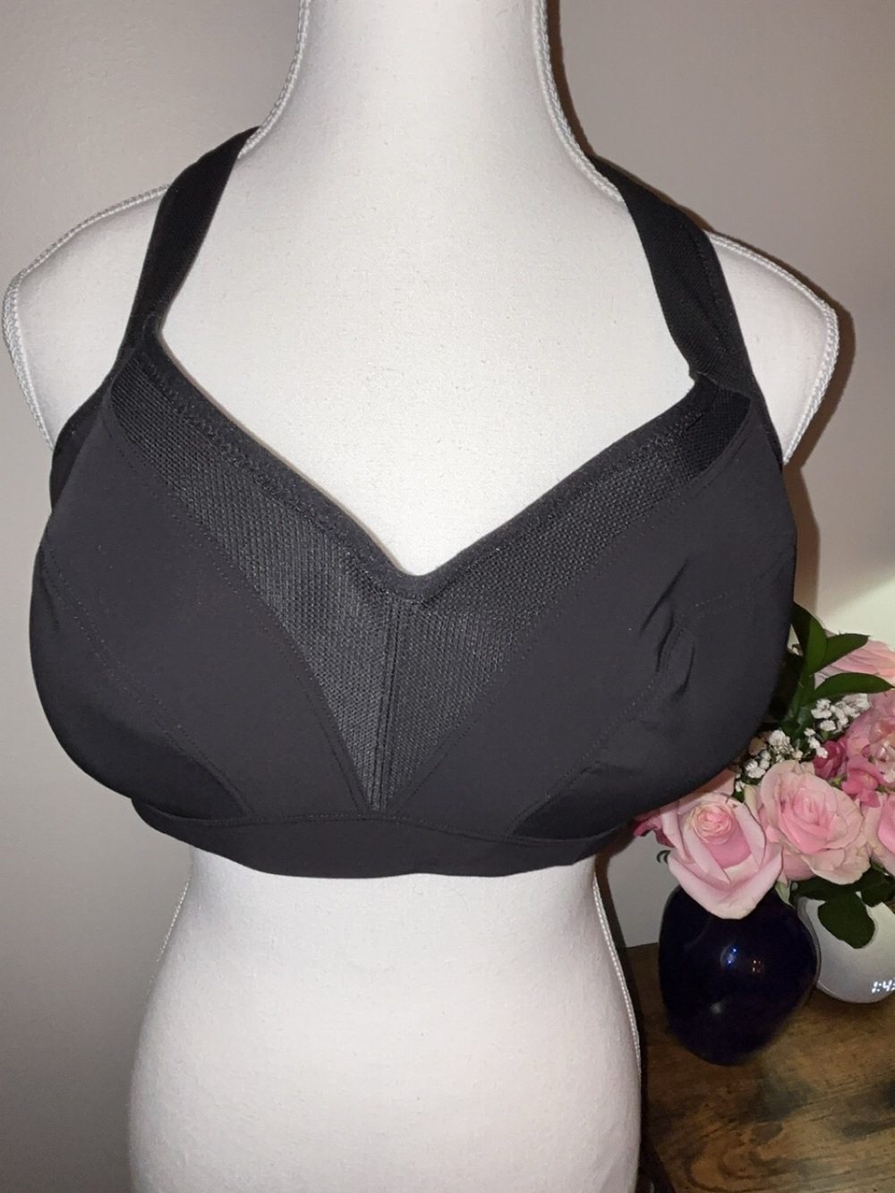 torrid Black High-Support Sports Bra with Mesh Detail